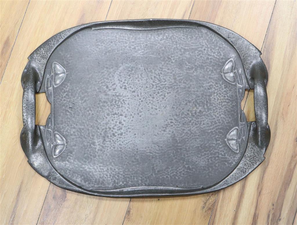 A Liberty Tudric pewter tray, shape 0231, 48 x 35cm